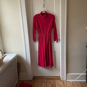 Vintage EADS turtle neck midi dress with cinched waist Red, Size M
